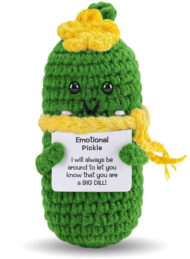 Hoedia Crochet Pickle Dolls Friend Birthday Valentines Gifts for Her Women Wife Girlfriend Sister from Husband Men, Cute Funny Gifts for Coworkers Student Teacher Roommates (Pickle with Scarf) - Image 1