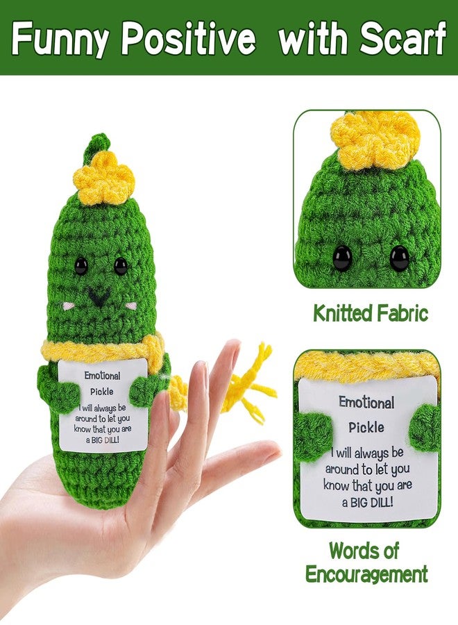 Hoedia Crochet Pickle Dolls Friend Birthday Valentines Gifts for Her Women Wife Girlfriend Sister from Husband Men, Cute Funny Gifts for Coworkers Student Teacher Roommates (Pickle with Scarf) - Image 2