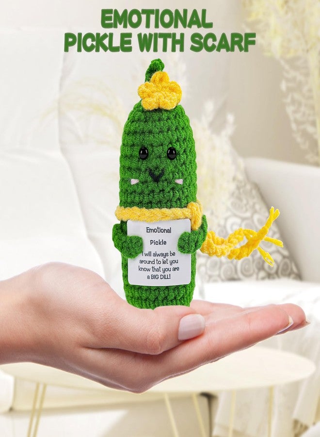 Hoedia Crochet Pickle Dolls Friend Birthday Valentines Gifts for Her Women Wife Girlfriend Sister from Husband Men, Cute Funny Gifts for Coworkers Student Teacher Roommates (Pickle with Scarf) - Image 4