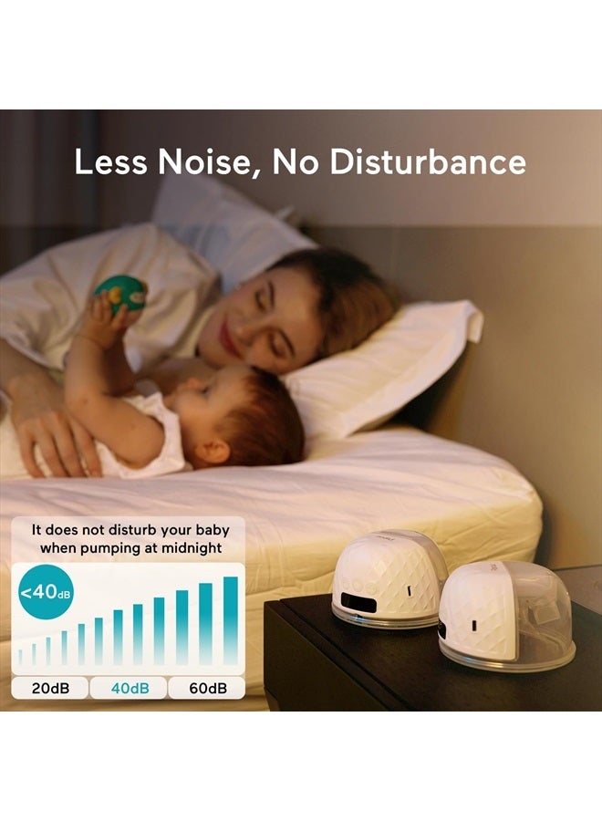 Paruu P10 Hands-Free Breast Pump Wearable, 338mmHg Strong Suction, Low Noise, 4 Modes & 9 Levels, Electric Breast Pump Portable, Smart Display, 19/21/24/28mm Insert/Flange, 2 Pack (White) - Image 5