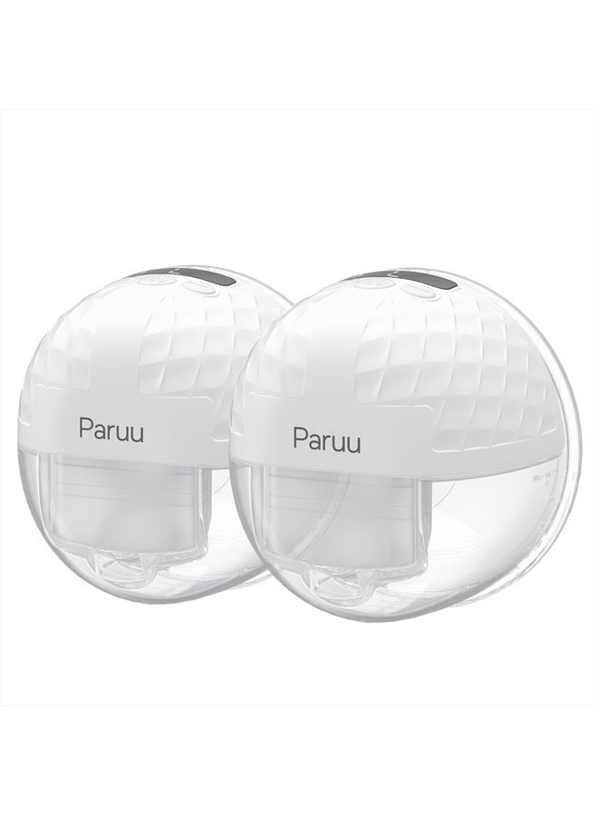 Paruu P10 Hands-Free Breast Pump Wearable, 338mmHg Strong Suction, Low Noise, 4 Modes & 9 Levels, Electric Breast Pump Portable, Smart Display, 19/21/24/28mm Insert/Flange, 2 Pack (White) - Image 1