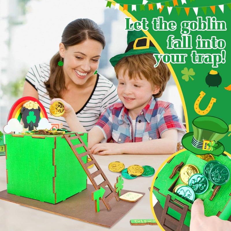 RGJ St Patrick's Day Leprechaun Trap Kit for Kids, Wooden DIY Leprechaun Trap Craft Kit to Catch A Leprechaun, St Patrick's Day Decorations for Kids Party Supplies (Finished Painted) - Image 5