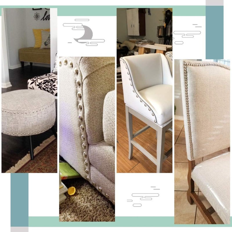 Keadic 300Pcs 9/16" (14mm) Antique Upholstery Tacks Furniture Nails Pins Assortment Kit for Upholstered Furniture Cork Board or DIY Projects - Silver - Image 3