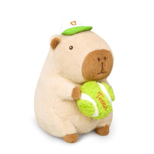 Ditucu Cute Tennis Capybara Plush Sports Pulling Stuffed Animal Capibara Plushies Toys Gifts for Kids Beige 98 inch - Image 1
