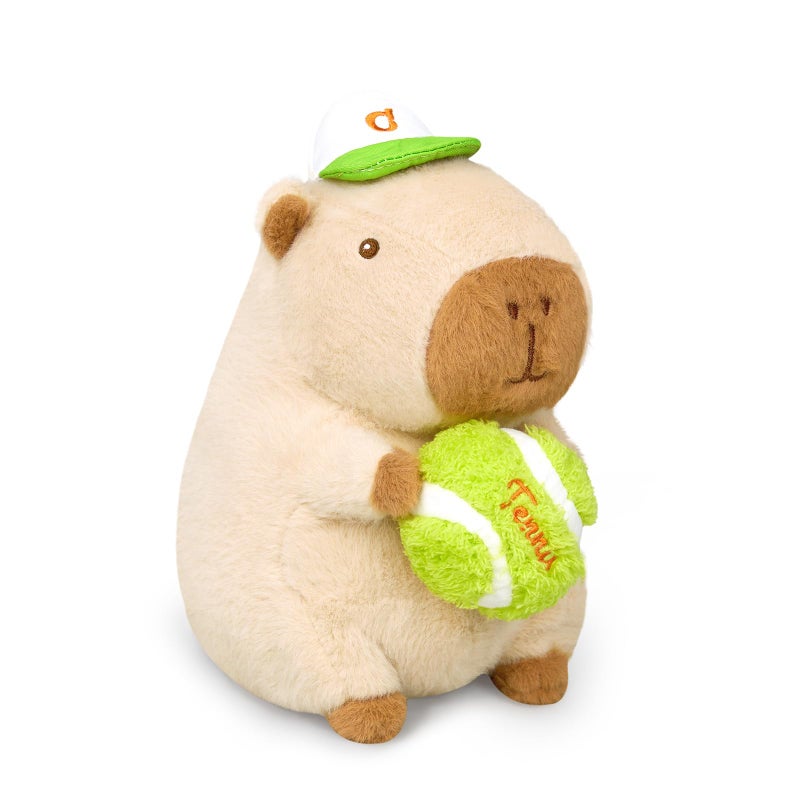 Ditucu Cute Tennis Capybara Plush Sports Pulling Stuffed Animal Capibara Plushies Toys Gifts for Kids Beige 98 inch - Image 3