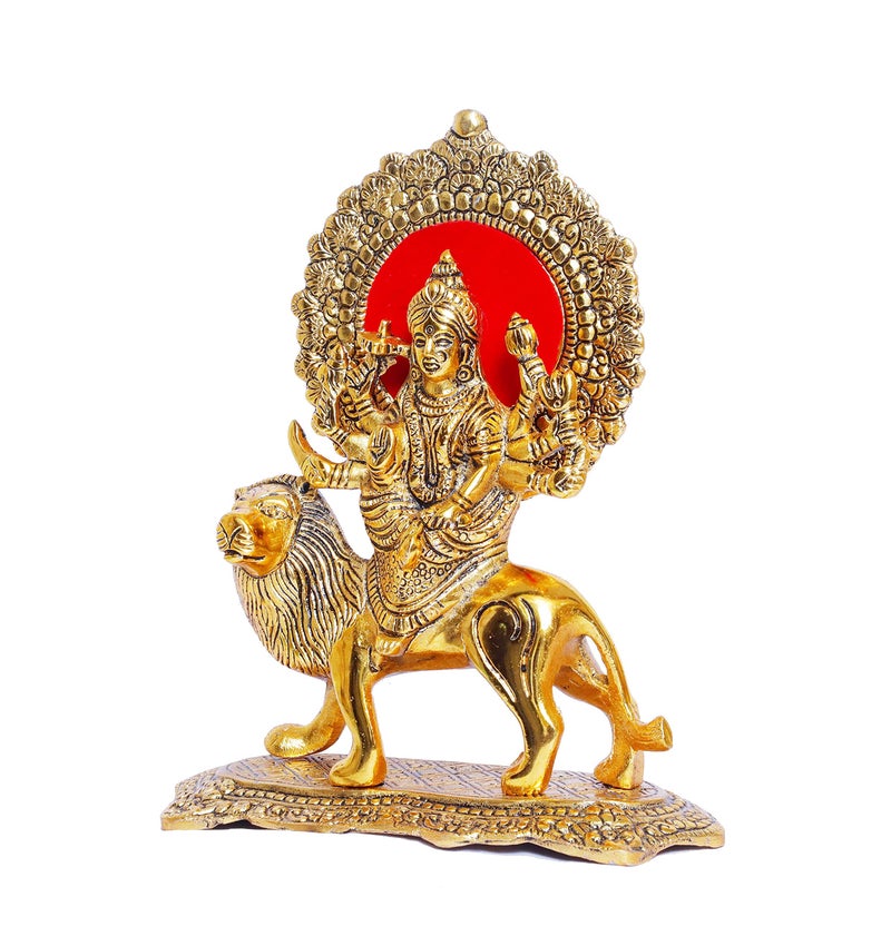 KridayKraft Durga Maa Murti,Shero vali ma Metal Statue for Navratri Pooja,Temple Pooja,Decor Your Home & Office,Religious Idol Gift Article,Showpiece Figurines... - Image 3
