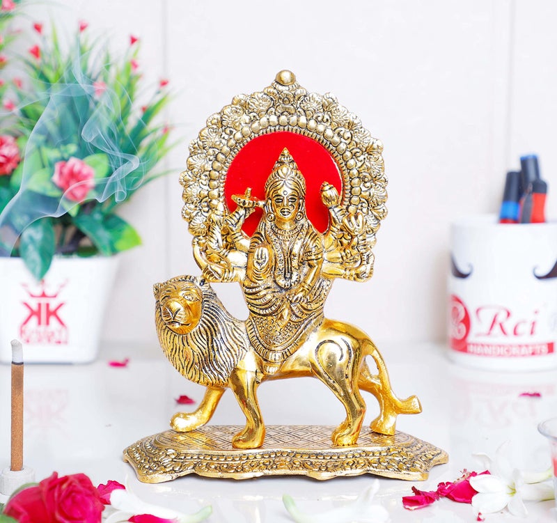 KridayKraft Durga Maa Murti,Shero vali ma Metal Statue for Navratri Pooja,Temple Pooja,Decor Your Home & Office,Religious Idol Gift Article,Showpiece Figurines... - Image 1