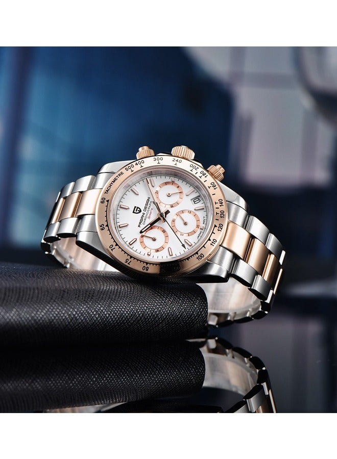 PAGANI DESIGN Men's Quartz Watch Chronograph Sports Watch With Vk63 Movement Sapphire Glass Waterproof Stainless Steel Strap - Image 4
