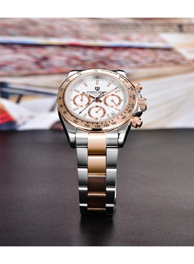 PAGANI DESIGN Men's Quartz Watch Chronograph Sports Watch With Vk63 Movement Sapphire Glass Waterproof Stainless Steel Strap - Image 3