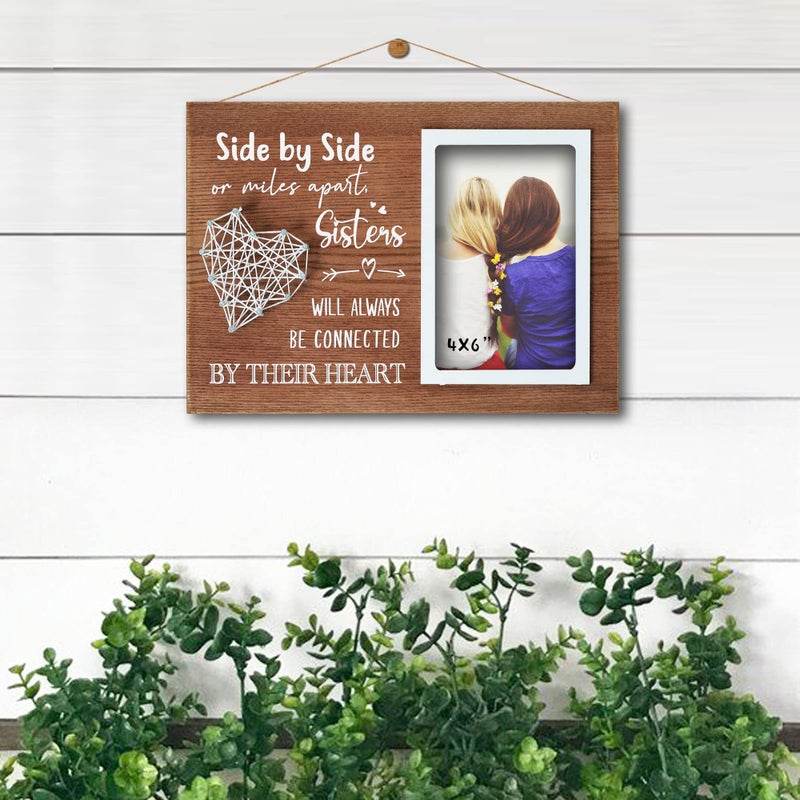 EXQUIDECA Long Distance Relationship Sister Gift - Hand String Heart Picture Frame 4x6 Inches - Friendship Bestie BFF Meaningful Gifts - Image 3