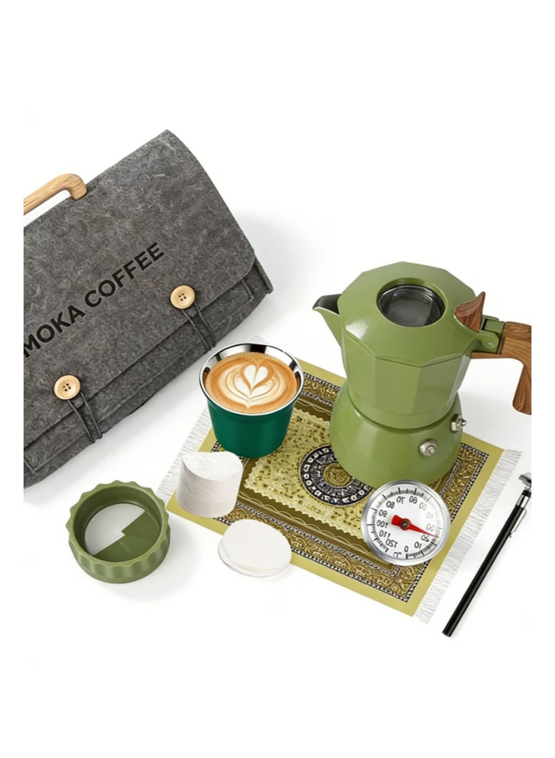 EZSOZO Stovetop Espresso and Coffee Maker Moka Pot，Double valve Mocha Coffee Machi for Italian and Cuban Cafe Brewing (150ml) Green - Image 5