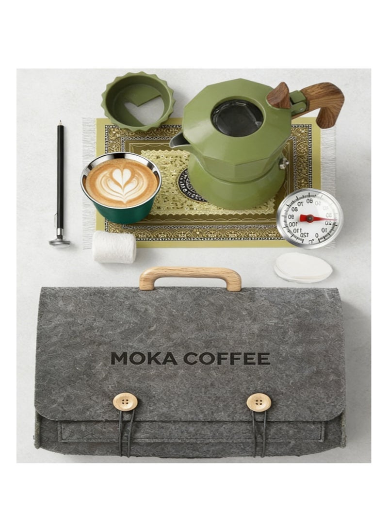 EZSOZO Stovetop Espresso and Coffee Maker Moka Pot，Double valve Mocha Coffee Machi for Italian and Cuban Cafe Brewing (150ml) Green - Image 3