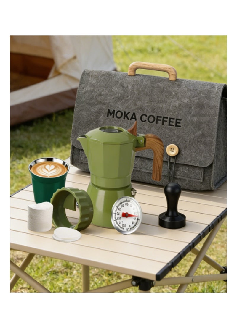 EZSOZO Stovetop Espresso and Coffee Maker Moka Pot，Double valve Mocha Coffee Machi for Italian and Cuban Cafe Brewing (150ml) Green - Image 4