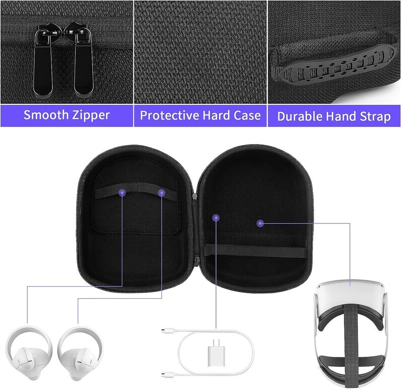 New World Storage Bag Case for Oculus Meta Quest 3S, Meta Quest 3,Oculus Quest 2,Hard Carrying Case Compatible with Quest 3/3S/2 Basic VR Gaming Headset and Touch Controllers Accessories - Image 3