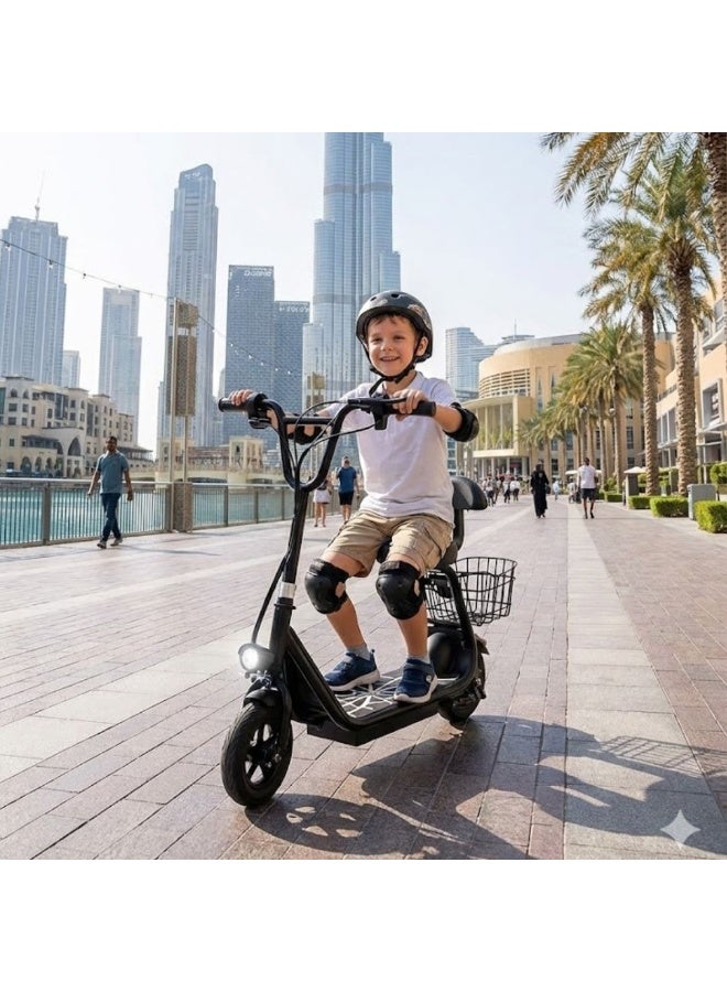 Safety-First Kids Electric Scooter - 250W Seated Matte Black Edition - Image 5