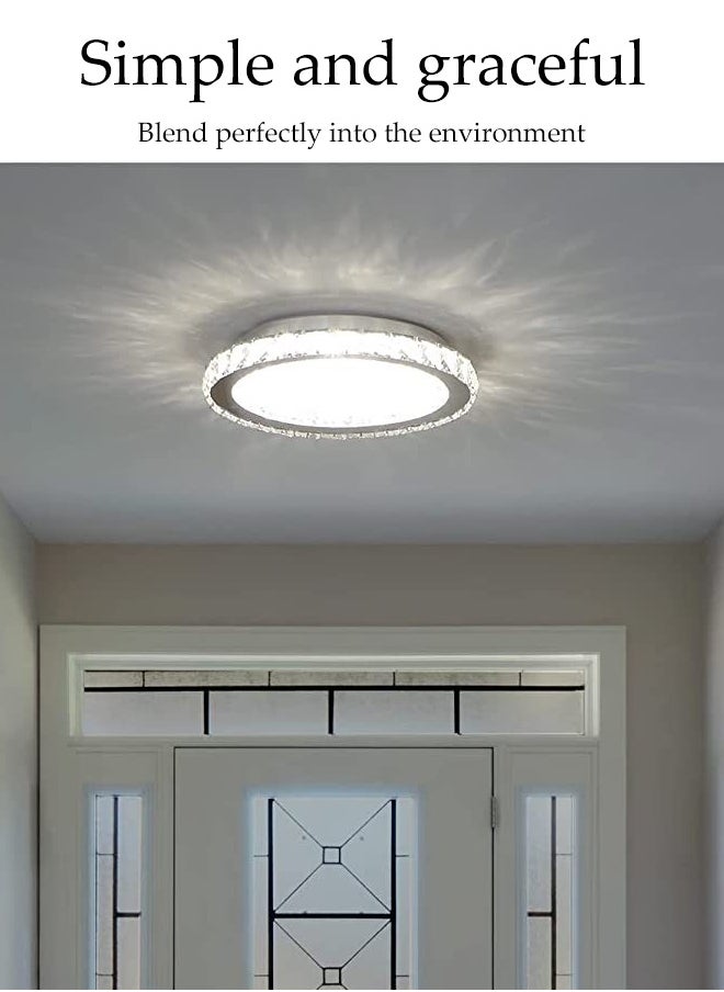 DUNISO Crystal Ceiling Lamp, Corridor Lamp, Entrance Lamp, White Light, Balcony Cloakroom Aisle Lamp, Round Chandelier, Suitable For Corridor Entrance, Dining Room, Living Room, Study, Bedroom, Stairwell  - Image 5