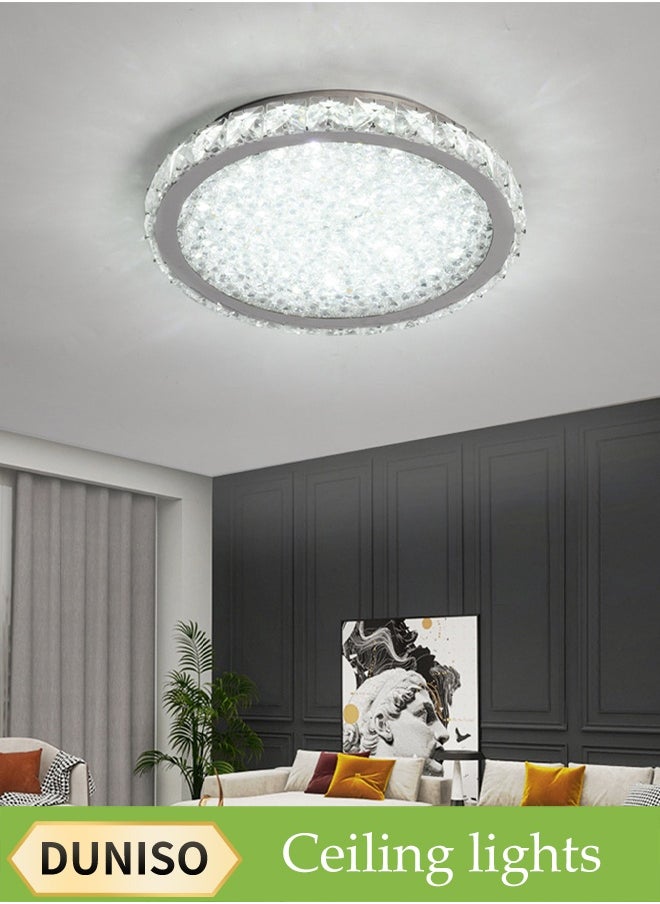 DUNISO Crystal Ceiling Lamp, Corridor Lamp, Entrance Lamp, White Light, Balcony Cloakroom Aisle Lamp, Round Chandelier, Suitable For Corridor Entrance, Dining Room, Living Room, Study, Bedroom, Stairwell  - Image 1