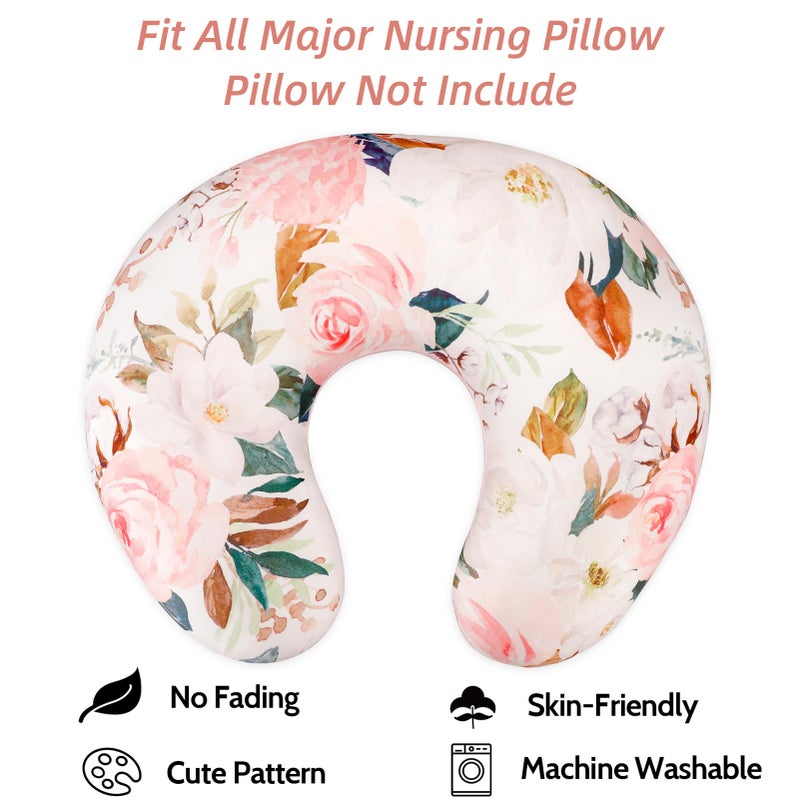 DILIMI Nursing Pillow Cover, Soft Stretchy Nursing Covers for Breastfeeding Pillows, 1 Pack Reversible Removable Slipcover for Baby Boy and Girls, Floral - Image 4