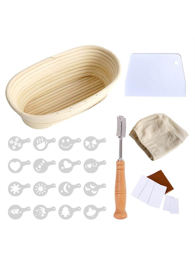 مجموعة أدوات تخمير العجين المخمر، ١١ قطعة، لخبز الخبز، سلة خبز دائرية ٩ بوصات، لوازم وأدوات خبز العجين المخمر، مثالية كهدية. - Image 1