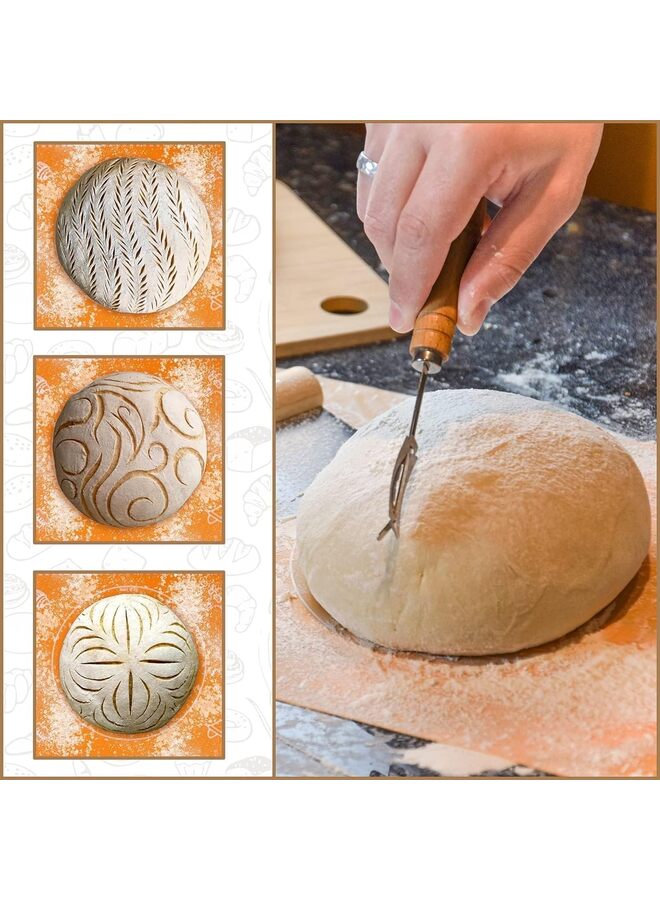 مجموعة أدوات تخمير العجين المخمر، ١١ قطعة، لخبز الخبز، سلة خبز دائرية ٩ بوصات، لوازم وأدوات خبز العجين المخمر، مثالية كهدية. - Image 2