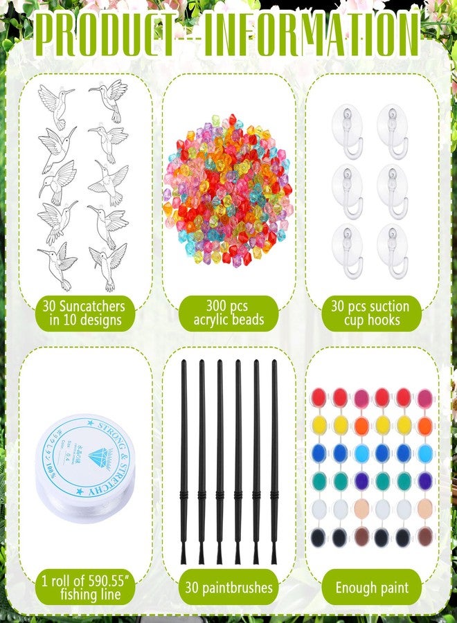 Yaomiao 30 Sets Summer Suncatchers Window Art Drawing Kits DIY Hummingbird Suncatcher Crafts Bulk Paint Your Own Window Hanging Ornaments for Home Birthday Party Favors Decor Gifts - Image 3
