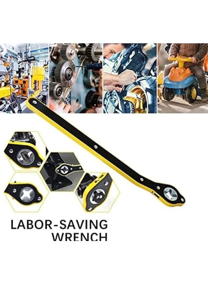 Labor-Saving Tire Ratchet Wrench – Carbon Steel Auto Jack & Cross Tool, Black & Yellow, Easy Tire Removal for Cars, Trucks & SUVs - Image 3