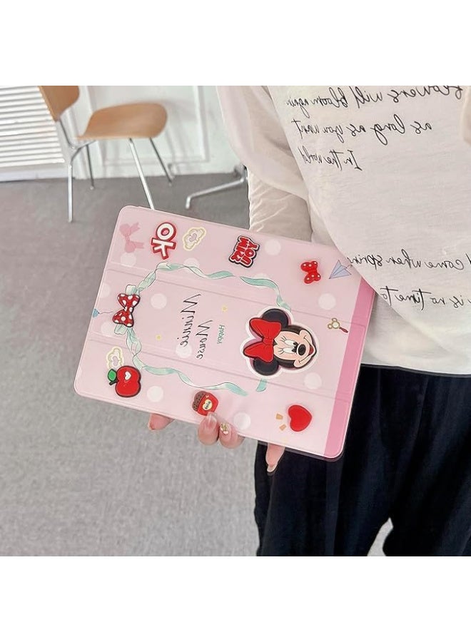 Minnie Mouse Redmi Pad SE 8.7'' inch 2024 Case 3D Cartoon Silicon Flip Cover with Pencil Holder, Soft TPU Back Trifold Stand Protective Smart Cover, Flip kids Design - Image 2