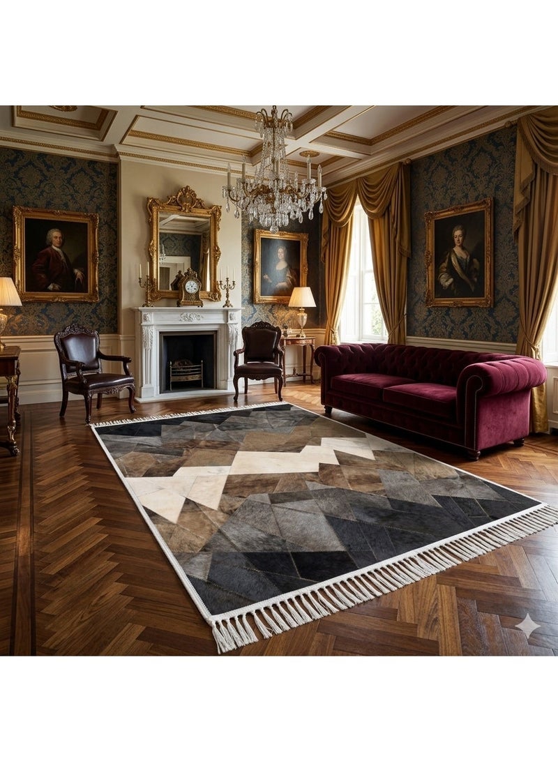 بديل سجاد مودرن 3D - تصميم هندسي بنمط الجلد الطبيعي - مقاس 160×230 سم - ظهر مانع للانزلاق وقابل للغسيل - Image 3