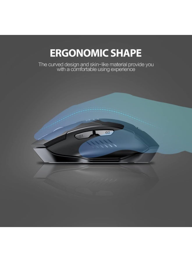 Wireless Mouse Rechargeable, Battery Visible, 2400 DPI, 6 Buttons, Ergonomic Large Mouse for Laptop, Computer, Mac, PC etc. - Image 5