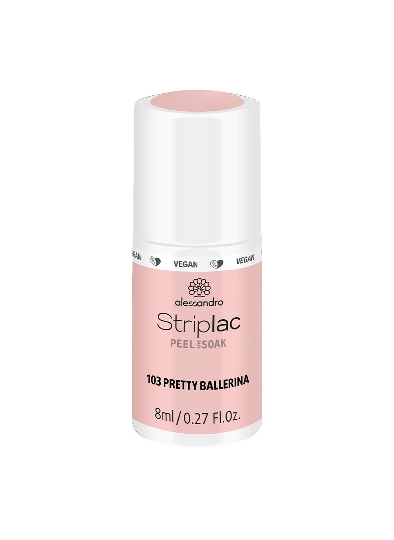 ALESSANDRO alessandro Striplac Peel or Soak Nail Polish - Long Lasting Wear - Quick Drying Time - Offers a Variety of Colors - Delivers Professional Results - Vegan - Cruelty Free - Pretty Ballerina - 0.27 oz 