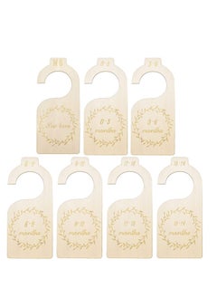 SYOSI Wood Baby Closet 7 Pieces Baby Closet Size Divider Wooden Baby Closet Organizers Hanging Closet Dividers from Newborn Infant to 24 Months Home Nursery Baby Clothes, Not Fall off Easily, DIY  - Image 1