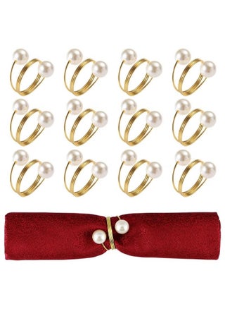 Set of 12 Gold Double-Pearl Design Buckles Napkin Rings - pzsku/Z8BEA5E4AEBAFEC1CA65EZ/45/_/1716210414/7f184a75-2fd0-4d3d-bcc6-80e7a354b3d5