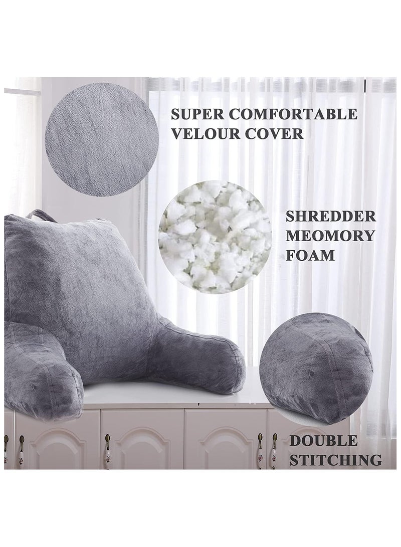 Joyching Backrest Reading Pillows for Sitting in Bed Adults - Plush Pillow with Shredded Memory Foam Arm Rests Supportive Neck Pillow for Reading or Watching TV - Image 3