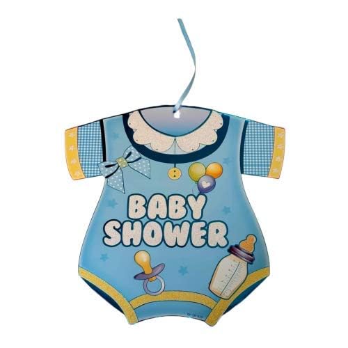 Selibration.com Baby Boy Shower Shirt Poster Blue Color for Shower Welcome Surprise Party Celebration Decoration (50x25cm) - Image 2