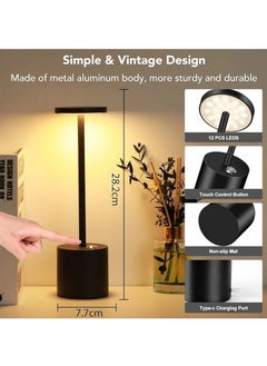 ELFSA Cordless Table Lamp,3 Colors Stepless Dimming Up,Battery Operated,Portable LED Desk Lamp for Bedroom/Restaurant/Bars/Outdoor Camping/Couple Dinner/Night Light/(Black)  - Image 3