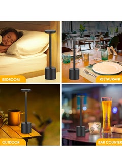 ELFSA Cordless Table Lamp,3 Colors Stepless Dimming Up,Battery Operated,Portable LED Desk Lamp for Bedroom/Restaurant/Bars/Outdoor Camping/Couple Dinner/Night Light/(Black)  - Image 5