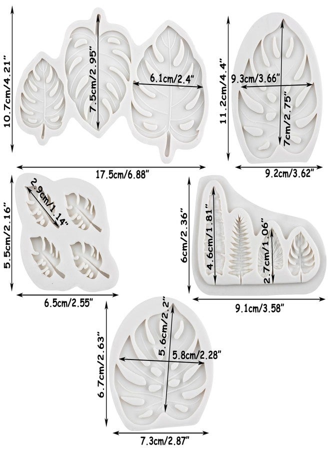 RFGHAC Fan Leaf Silicone Molds Tropical Leaves Mold Palm Leaf Mold Monstera Leaf Chocolate Fondant Molds For Cake Decoration Cupcake Topper Candy Polymer Clay Gum Paste Set Of 5 - Image 2