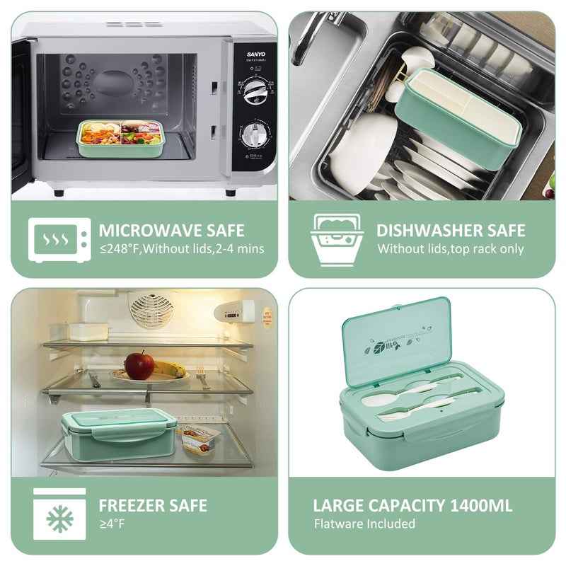 LOVINA Bento Boxes for Adults - 1100 ML Bento Lunch Box For Kids Childrens With Spoon & Fork - Durable Perfect Size for On-the-Go Meal, BPA-Free and Food-Safe Materials(Green) - Image 4