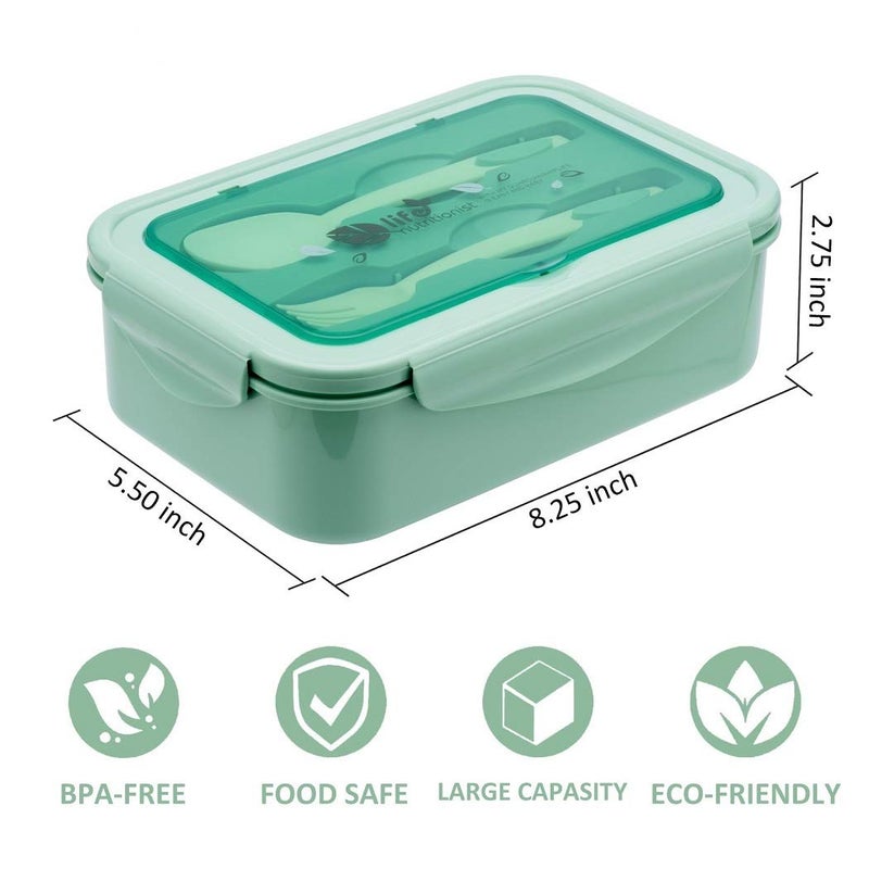 LOVINA Bento Boxes for Adults - 1100 ML Bento Lunch Box For Kids Childrens With Spoon & Fork - Durable Perfect Size for On-the-Go Meal, BPA-Free and Food-Safe Materials(Green) - Image 3