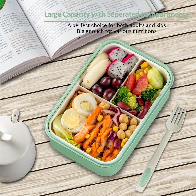 LOVINA Bento Boxes for Adults - 1100 ML Bento Lunch Box For Kids Childrens With Spoon & Fork - Durable Perfect Size for On-the-Go Meal, BPA-Free and Food-Safe Materials(Green) - Image 5