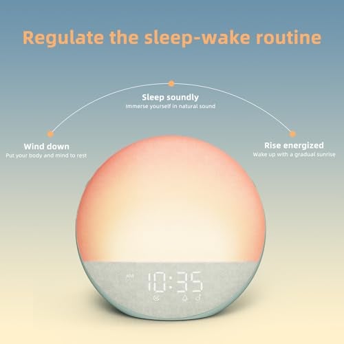 Odokee Sunrise Alarm Clock White Noise Machine: Natural Wake Up Light - Dimmable Clock with Bluetooth Speaker for Bedroom - 25 Sleep Sounds for Baby Adults Kids Sage Green - Image 5
