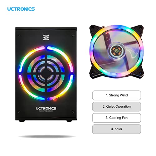 UCTRONICS Desktop Cluster Enclosure for Raspberry Pi, Up to 4 PIS and 2.5" SSD, Front Removable Trays, 12cm LED Cooling Fan for Raspberry Pi 5/4B/3B+/3B - Image 4