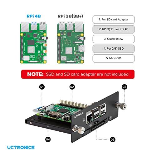 UCTRONICS Desktop Cluster Enclosure for Raspberry Pi, Up to 4 PIS and 2.5" SSD, Front Removable Trays, 12cm LED Cooling Fan for Raspberry Pi 5/4B/3B+/3B - Image 3