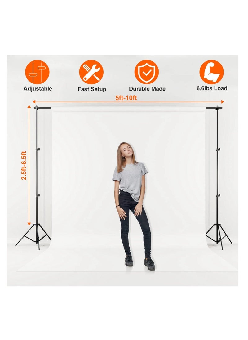 Hihonor - Backdrop Stand, 10Ft Wide Adjustable Backdrop Stand, Background Support System Kit with Clamps Carry Bag for Photography, Wedding, Party Decoration, Photo Video Studio - Image 1