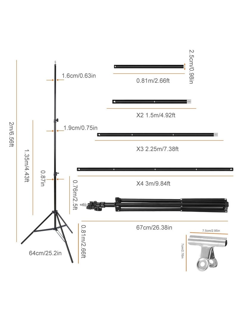 Hihonor - Backdrop Stand, 10Ft Wide Adjustable Backdrop Stand, Background Support System Kit with Clamps Carry Bag for Photography, Wedding, Party Decoration, Photo Video Studio - Image 1