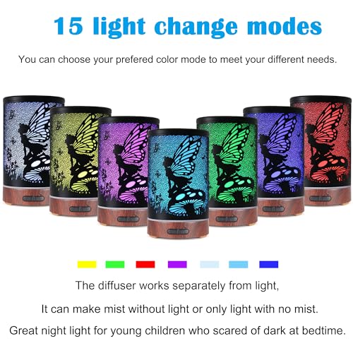 kobodon Essential Oil Diffuser, Ultrasonic Diffuser for Essential Oil, Cool Mist Humidifier Aromatherapy Diffuser with 7 Color Lighting Changing Modes, Waterless Auto Shut-Off for Home（Flower Fairy） - Image 2