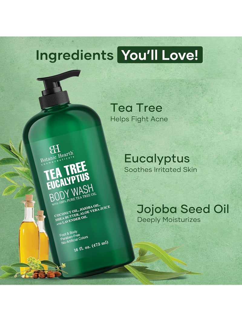 Botanic Hearth Botanic Hearth Eucalyptus & Tea Tree Body Wash - 16 fl oz - Helps Soothe Skin, Refreshing and Invigorating, Cleansing Shower Gel for Men and Women - Sulfate Free, Paraben Free  - Image 3