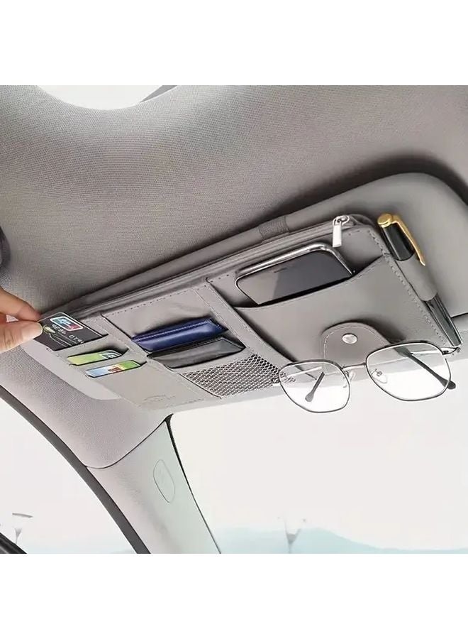 Blue Car Sun Visor Organizer With Eyeglass Holder License And Card Storage - Image 4