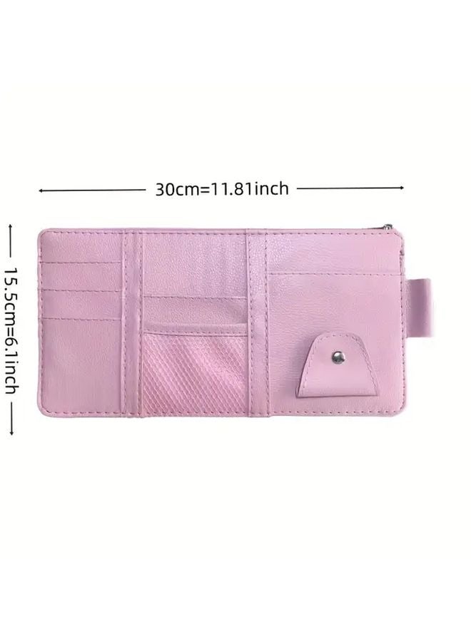 Blue Car Sun Visor Organizer With Eyeglass Holder License And Card Storage - Image 2