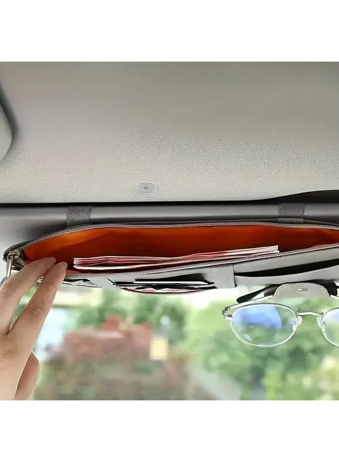 Blue Car Sun Visor Organizer With Eyeglass Holder License And Card Storage - Image 5